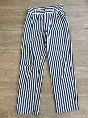 Polder Navy and White Paris Perth Vertical Stripe Pants 36